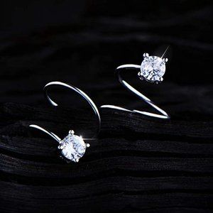 1 Pair Sterling Silver Crystal Twist Wrap Earrings